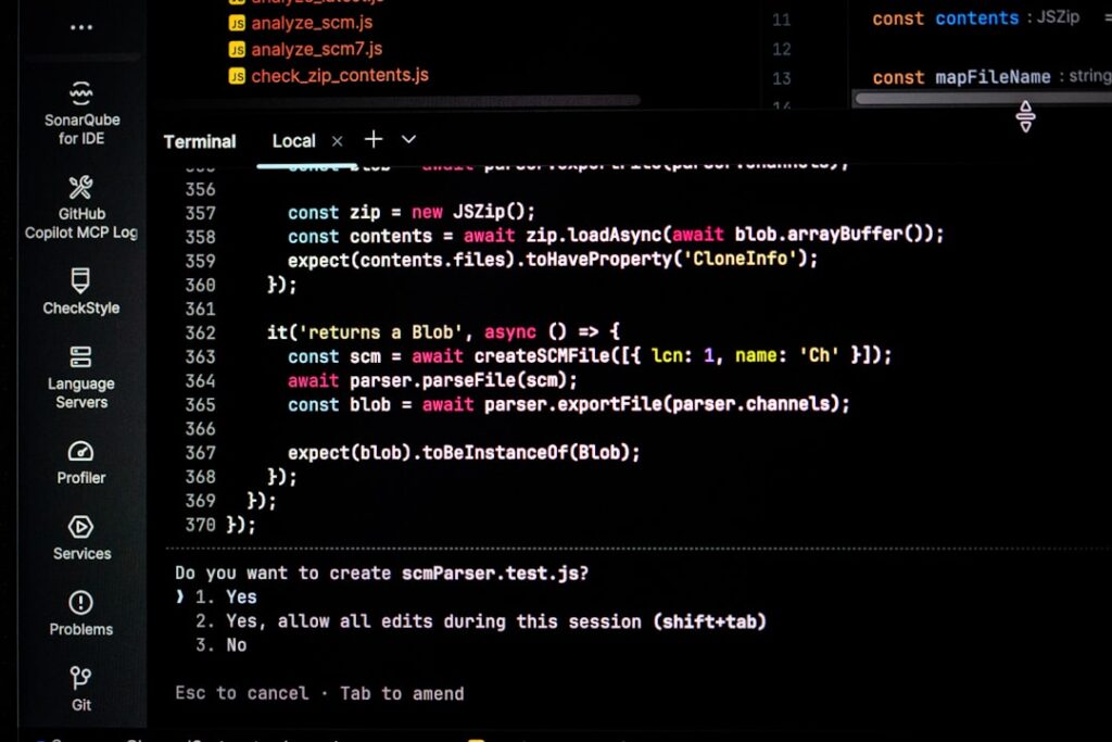 Rank Math 메타 디스크립션 REST API - Computer screen displaying code and terminal prompts
