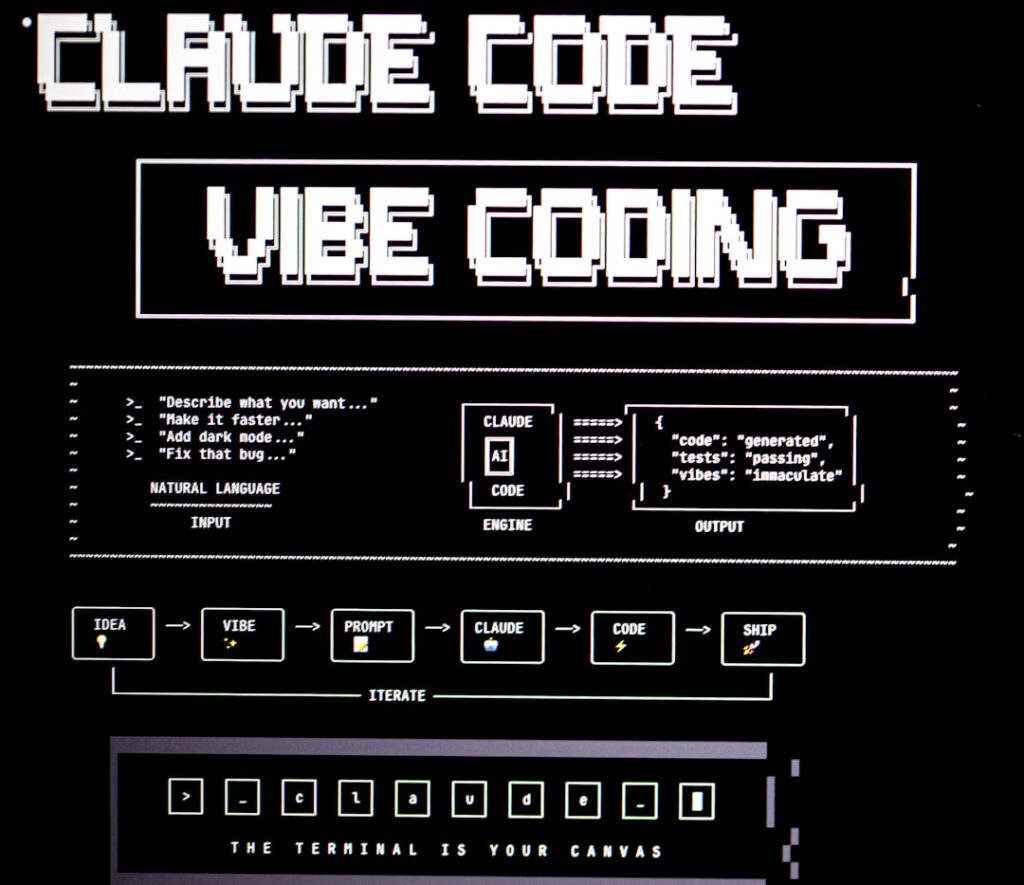 Claude Code Cursor 무료 플랜 차이 - Claude code vibe coding diagram with text
