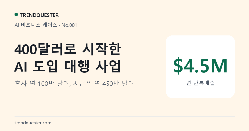 400달러로 시작한 AI 도입 대행 사업, 연 매출 450만 달러까지 간 과정